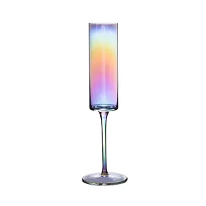Hot Sale Novelty Champagne Flutes Colored Stem Champagne Flutes Colorful Glass Goblet