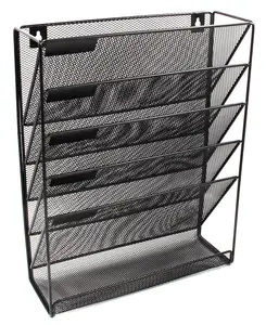 Wideny Office Supply 6 Tier Pocket Metal Wire Mesh Wall Mount Document Letter Tray Organizer Metal Desk File Storage