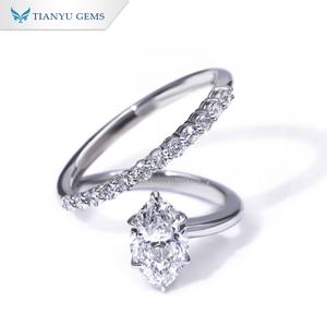Tianyu Gems Marquise Cut Moissanite Diamond Anillo de oro blanco para mujer - Product Image 1