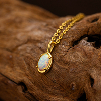 Collier pendentif ovale en opale de feu en argent sterling 925, bijou élégant et minimaliste en pierre précieuse