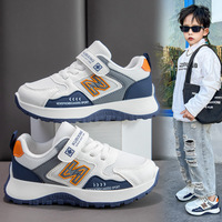 Baskets de sport pour garçons en cuir synthétique avec fermeture Velcro à la cheville, nouvelle collection printemps/automne 2026, chaussures de course décontractées respirantes