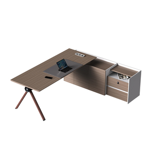 Bureau de direction commercial en forme de L, mobilier de bureau minimaliste avec tiroir - Product Image 5