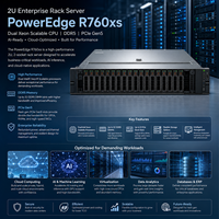 Serveur Rack d'Entreprise DELL PowerEdge R760xs 2U, Double Processeur Xeon Scalable, DDR5, PCIe Gen5, Serveur de Centre de Données Cloud IA
