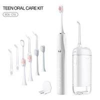 Kit complet d'hygiène buccale pour adolescents, brosse à dents électrique sonique, irrigateur buccal portable, 5 modes, rechargeable par type C, pour appareils dentaires
