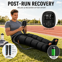 Masseur de jambes à compression d'air intelligent à commande par puce, bottes à 5 chambres, sans fil, 6 modes, 8 niveaux, 3500 mAh, pour toute la jambe