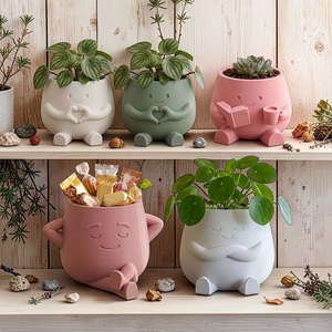3D Printed Flower Pot With Arms And Legs White Indoor Plant Planter For Desktop Decor Gift - Product Image 2