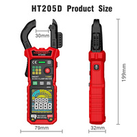 HABOTEST HT205D Pince ampèremétrique True RMS AC/DC 600A, mesure du courant de démarrage, NCV, testeur de température et de capacité, sélection automatique de la plage, 6000 points de lecture, pour moteurs
