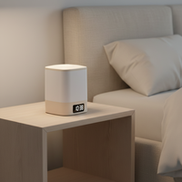 Petite lampe de chevet en verre avec horloge, veilleuse tactile rechargeable avec télécommande, idéale pour l'allaitement et la protection des yeux