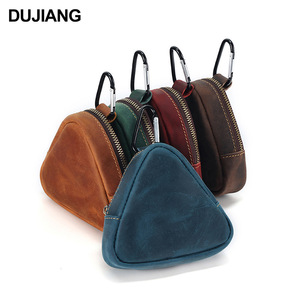 Dujiang Unisex Cowhide Coin <b>Purse</b> Mini With Zipper Compact Key Pouch Solid Color Everyday Use - Product Image 1