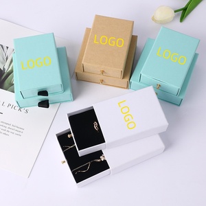 Grosir kotak laci cincin anting kalung Kraft kertas geser kotak kemasan perhiasan dengan gagang terpaku - Product Image 4