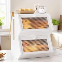 Boîte à pain double couche personnalisée pour comptoir de cuisine, conteneur de rangement en bambou pour pain fait maison, armoire de comptoir de cuisine
