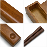 Boîte à baguettes en bambou huilé en gros, étui portable à couvercle coulissant, boîte à vaisselle, finition naturelle de qualité supérieure, réutilisable, ensemble cadeau pour usage quotidien