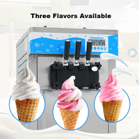 Machine à glaces molles professionnelle électrique à 3 saveurs pour les commerces et les boutiques de desserts