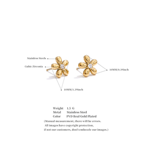 JINYOU 5355, <span class=keywords><strong>Pendientes</strong></span> de Flor con Circonita Brillante, Chapados en Oro de 18K, Acero Inoxidable PVD, para Mujer, Joyería Diaria - Product Image 6