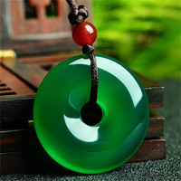 Vente chaude Couple Collier Jade Pendentif Bijoux Naturel Brésilien Agate Calcédoine Paix Pendentif Collier Cadeaux pour Femmes Hommes