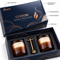 Boîte cadeau pour bougie avec logo personnalisé, base rigide et couvercle, emballage en papier couché imprimé CMYK avec pelliculage brillant