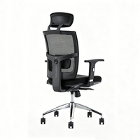 Chaise de bureau ergonomique à dossier haut en maille, pivotante, avec appui-tête et soutien lombaire pour poste de travail