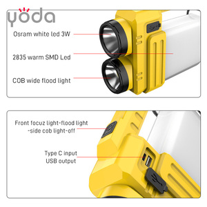 Nhựa cầm tay cầm tay loại C có thể sạc lại ngân hàng điện cắm trại Đèn LED Đèn Pin - Product Image 3