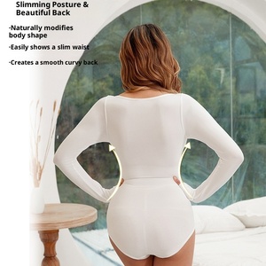 Shapewear Modellante a Maniche Lunghe per Donna, Controllo Rigido, Antibatterico, Effetto Lifting Addominale <span class=keywords><strong>e</strong></span> Modellante per <span class=keywords><strong>Fianchi</strong></span> - Product Image 3