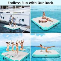 Plateforme flottante gonflable multi-tailles en PVC Drop Stitch avec échelle souple, sac de transport et pompe pour la natation, le yoga et la pêche