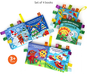 Apprenez sur les saisons – Lot de 4 livres en tissu pour bébés avec illustrations ludiques, pages froissées et personnages adorables pour bébés de 24 mois - Product Image 3