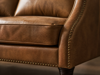 Amerikanisches Minimalistisches Anpassbares Dreisitzer-Sofa aus Echtem Leder Goldbraunes Rindsleder mit Schwammfüllung für Wohnzimmermöbel