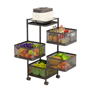 Newly designed square kitchen storage basket with multi-layer and multifunctional rotating metal basket 2 3 4 5 tier