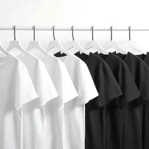 사용자 정의 로고 230GSM 무거운 의무 흑인과 백인 남자의 일반 티셔츠 하이 퀄리티 티셔츠 남성과 여성을위한