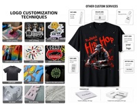 T-shirt graphique DJ Hip Hop surdimensionné en jersey 100 % coton 400 GSM personnalisé avec motif, streetwear épais, impression DTG, OEM ODM