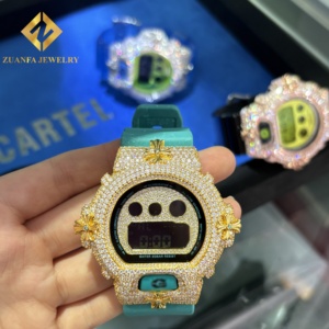 Wuzhou Zuanfa高級ジュエリーIced Out Vvs Moissanite-腕時計バストダウンクロス + ベゼルケース925シルバーメンズ - Product Image 5