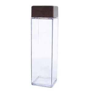 480ml Custom Logo New Outdoor Portable Plastic Clear Milk Juice Water <b>Drink</b> <b>Bottle</b> Wood Lid Plastic Square Water <b>Bottle</b> - Product Image 4