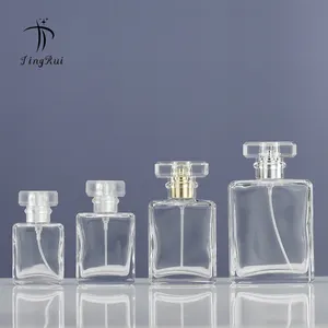 Botol parfum mewah kosong 30ml botol parfum isi ulang 50ml 100ml botol minyak parfum kaca persegi leher keriting untuk pria