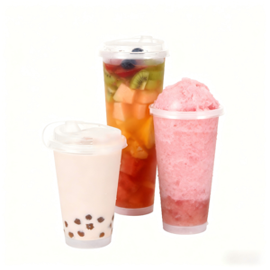 أكواب بلاستيكية من البولي بروبيلين مع غطاء وشوكة لمشروبات الشاي بالفقاعات، بأحجام 12-24 أونصة، مع إمكانية تخصيص اللون والشعار - Product Image 3