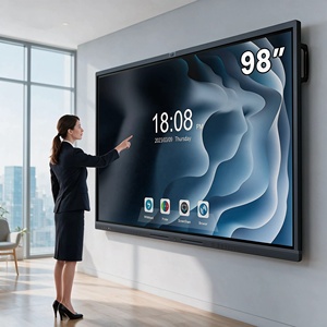 ไวท์บอร์ดอัจฉริยะแบบอินเทอร์แอคทีฟ 4K UHD, ระบบปฏิบัติการคู่ Android 13/Windows 11, หน้าจอสัมผัส IR 40 จุด สำหรับโรงเรียนและการประชุม - Product Image 1