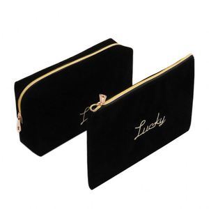 Factory Supplier Popular Trend <b>Black</b> Cotton Zipper Makeup <b>Bag</b> Custom Logo Printed <b>Canvas</b> Cosmetic Makeup <b>Bag</b> - Product Image 3