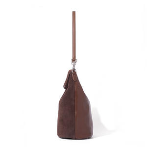 Sacs à bandoulière en daim de vachette mat pour femmes, sacs seau décontractés en cuir véritable pour femmes - Product Image 4