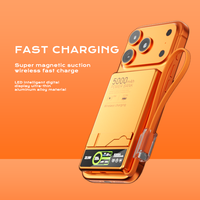 Banque d'alimentation ultra-mince avec écran LED personnalisé, 5000 mAh, charge sans fil magnétique avec support pour téléphone portable