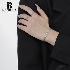 Bague en émail ICEBELA en argent sterling 925, série Lac Glacé Bleu Menthe, texture givrée, avec goutte de colle, mignonne - Product Image 4