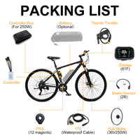 Kit de conversion de vélo électrique GreenPedel UK Stock 36V sans balais 250W, moteur de moyeu avant, ensembles de conversion de vélo électrique avec écran LCD