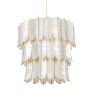 Lustre rond en coquille de capiz naturelle pour salon contemporain, décoration de luxe, lampes suspendues au plafond, lustres pour escalier