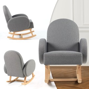 Modern Wooden Legs Rocker <strong>Read</strong> <strong>Chair</strong> High Spring Sponge High Backrest Armchair Comfy Side <strong>Chair</strong> Accent Nursery Rocking <strong>Chair</strong> - Product Image 6