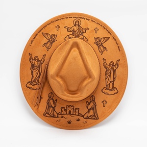 Nouveau Chapeau Fedora Unisexe en Daim Végan à Large Bord en Forme <span class=keywords><strong>de</strong></span> Flèche, Effet Brûlé au Laser, pour la Société <span class=keywords><strong>Jésus</strong></span>-Christ et l'Église - Product Image 6