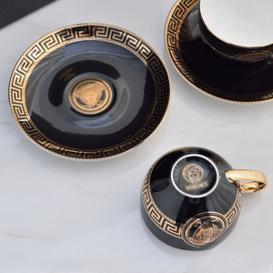 Bone China Coffee <b>Cups</b> and Plates Light Luxury Retro Black Glazed Afternoon <b>Tea</b> <b>Cups</b> 2-piece Gift Box <b>Set</b> - Product Image 4