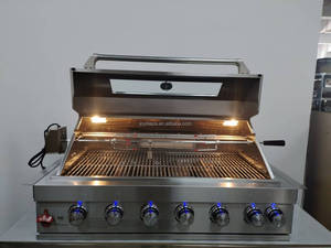 Parrilla de Gas Moderna Premium de Acero Inoxidable con 6 Quemadores Integrados y <span class=keywords><strong>Asador</strong></span> de Sobremesa para Uso Comercial y Familiar - Product Image 5