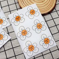 Pour la petite fleur blanche transfrontalière merci papier enduit UV étanche autocollants d'étanchéité boîte-cadeau emballage étiquettes faites à la main