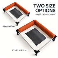 Lit surélevé pour chien avec rebord en L, en cuir PU et tissu Oxford, design tendance pour grands chiens, respirant et confortable