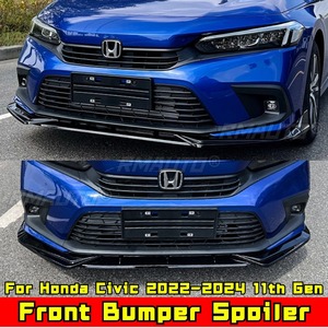 For Honda Civic Car Accessories 3PCS Front Bumper Lip Spoiler Side <b>Splitter</b> Deflector Guards 2022-2024 11th Gen Body Kit Cover - Product Image 6