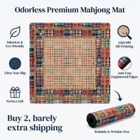 Tapete de Mahjong Americano Plegable de Lujo, Portátil, Inodoro, de Material de Goma, Serie Tigredetartan, para Juegos de Póker, en Stock