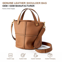 Sac seau bandoulière en cuir pleine fleur de qualité supérieure, léger et tendance pour femme, idéal pour les voyages et le quotidien - En stock (ODM)