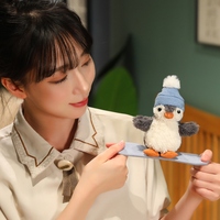 Personnalisé Mignon Mini Pingouin Slap Anneau Doux Drôle de Bande Dessinée Animal En Peluche Jouet Couette Fonction PP Coton Rempli Ceinture Bracelet
